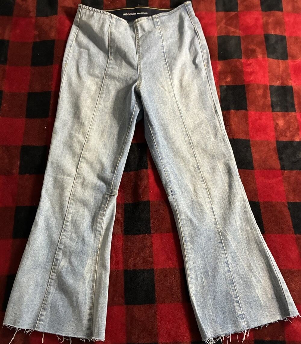 INC International Concepts Women's High Rise Pull-on Flare Stretch Jeans 8